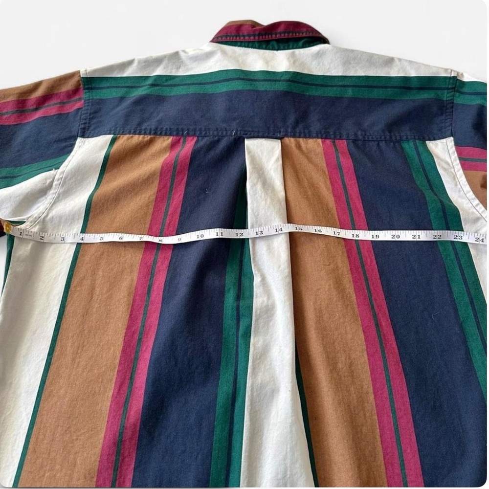 Vintage Roundtree & Yorke Short-Sleeve Striped Button-Down Shirt 90s Colorblock - Picture 5 of 6